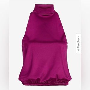Express brand: Satin Mock Neck Cinched Hem Tank